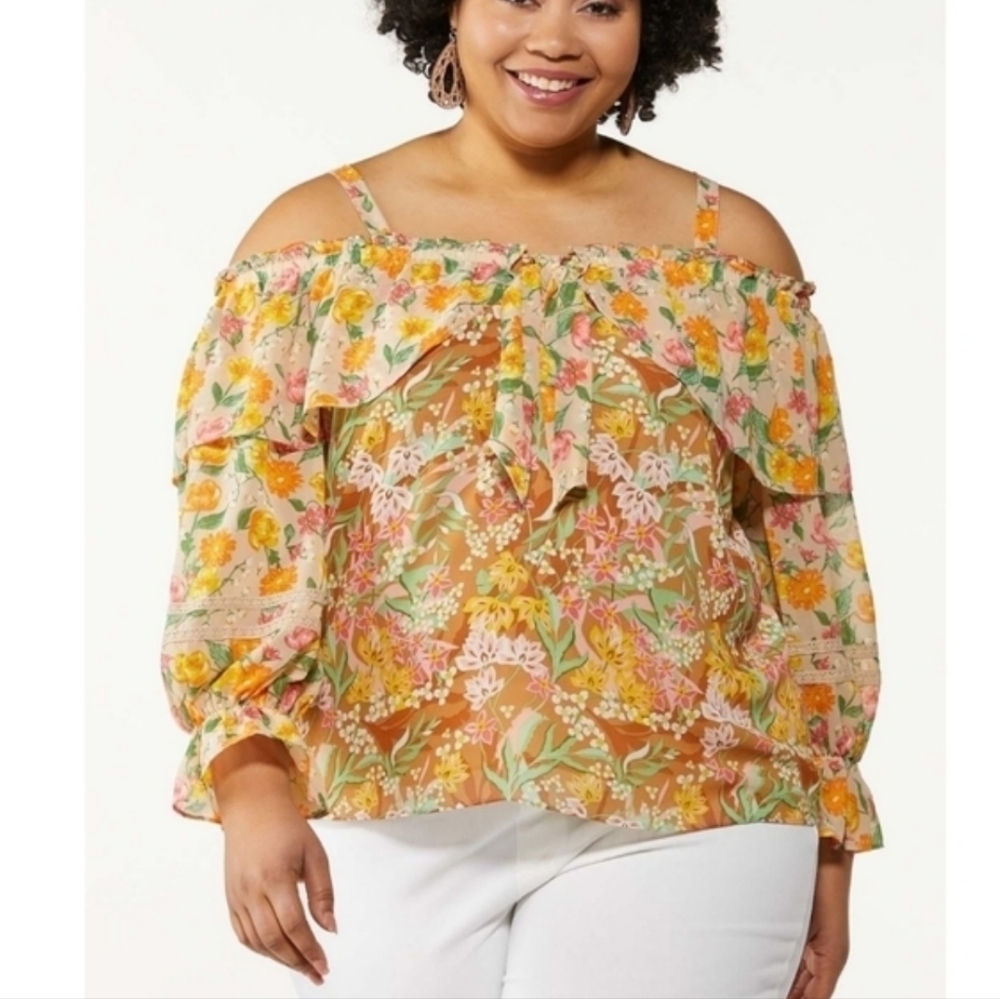 NWT PLUS SIZE BOHO MIXED PRINT  BLOUSE BY CATO SIZE 1X 14/16
